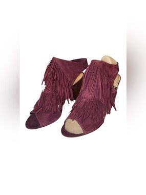 SAM EDELMAN Women’s Fringe Dress Shoes Faux Suede in Burgundy Size 10M